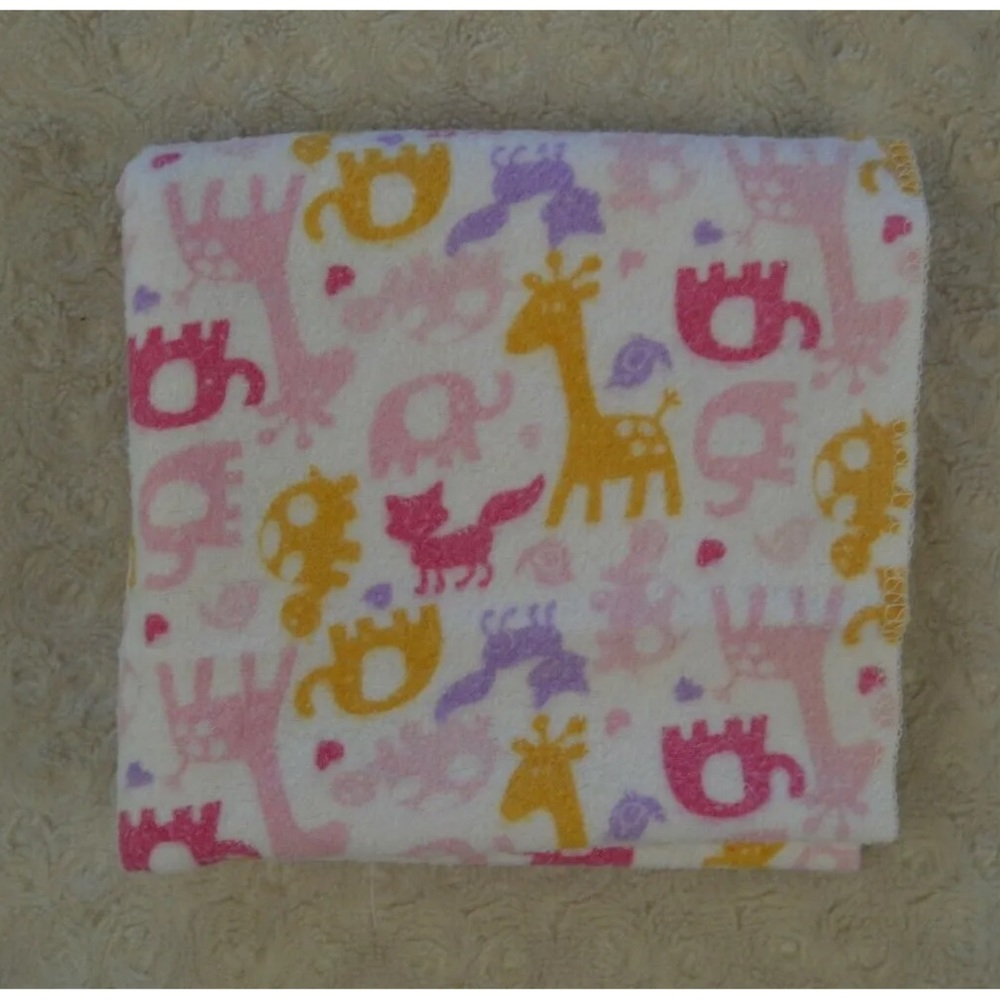 Kidgets Baby Receiving Blanket Giraffe Fox Elephant Turtle Pink White Purple